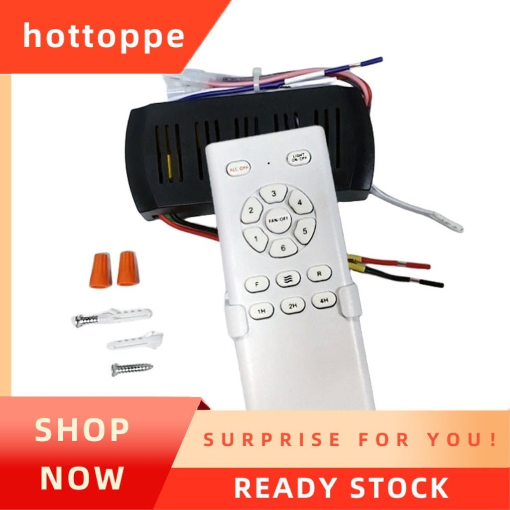 hottoppeFrequency Conversion Ceiling Fan Remote Control Kit Light แรงดันไฟฟ้าสูง 6-Speed Remote Receiver Controller,