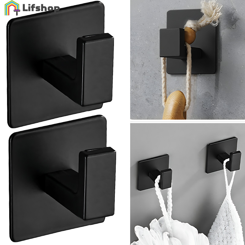 ตะขอติดผนังอลูมิเนียมอัลลอยด์ - อเนกประสงค์ Self-Adhesive - Key Towel Organizer Rack - Home Kitchen Bathroom Storage Appliance - ประหยัดพื้นที่ กันน้ํา