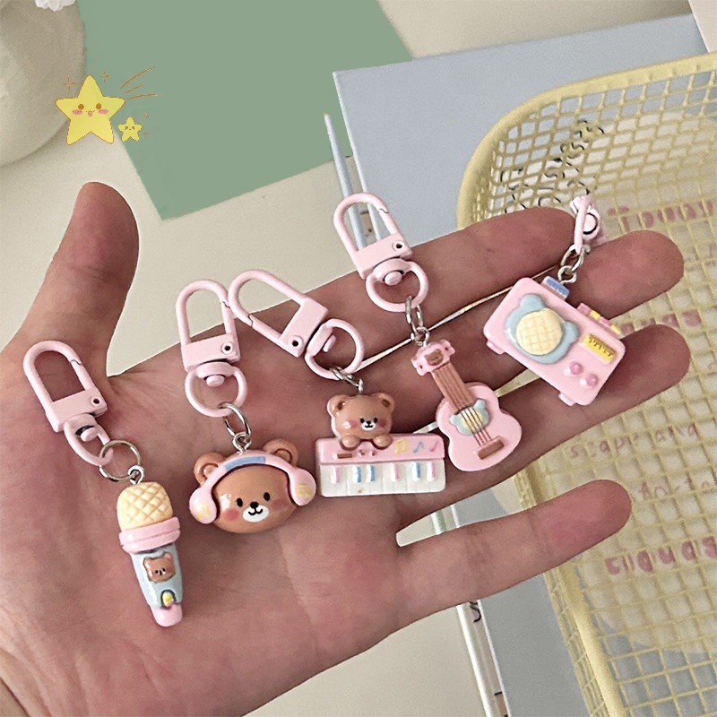 [JBTH] Kawaii Bear พวงกุญแจการ์ตูนหูฟังจี้กระเป๋าเป้สะพายหลังจี้ตกแต่งของเล่นเด็กของขวัญ [JB]