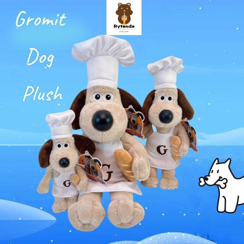 น่ารัก Wallace & Gromit สุนัข  Dog Plush ของเล่น Chef Gromit สุนัข Plushie ของเล่นตลก Gromit สุนัขการ์ตูนตุ๊กตาตุ๊กตานุ่มของเล่นเด็กตกแต่งสวยเด็กของขวัญวันเกิดคริสต์มาสของขวัญ
