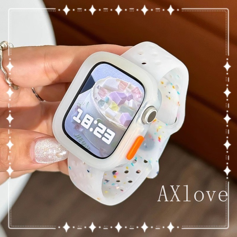 สายซิลิโคน + เคสไล่โทนสีโปร่งใสสําหรับ แอปเปิล ดู 49 มม. อัลตร้า 2 44 มม. 45 มม. คอร์เรีย สําหรับ ฉันดู ชุด 9 8 7 6 กับ 5 40 มม. 41 มม.