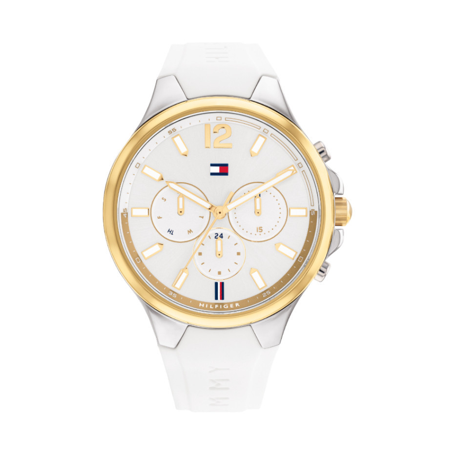 TOMMY HILFIGER Sienna Day-Date รุ่น TH1782598 นาฬิกาข้อมือผู้หญิง สายซิลิโคน White/Gold หน้าปัด 40 ม