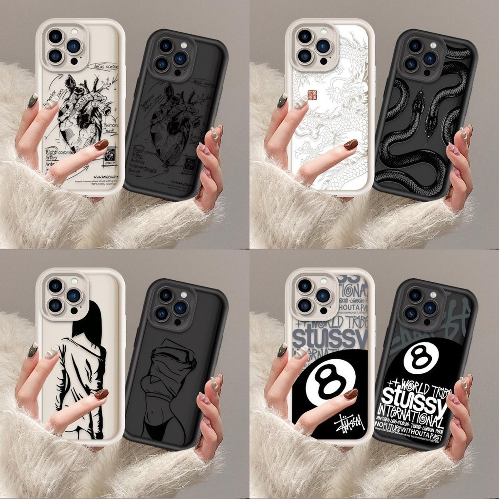 Creative สนใจหัวใจการ์ตูนกันกระแทกเคสโทรศัพท์ OPPO reno 12 11 10 9 8 Pro 8Z 8T reno8 reno10 Pro + 5G reno11 reno8T 5G BK032H กรณี