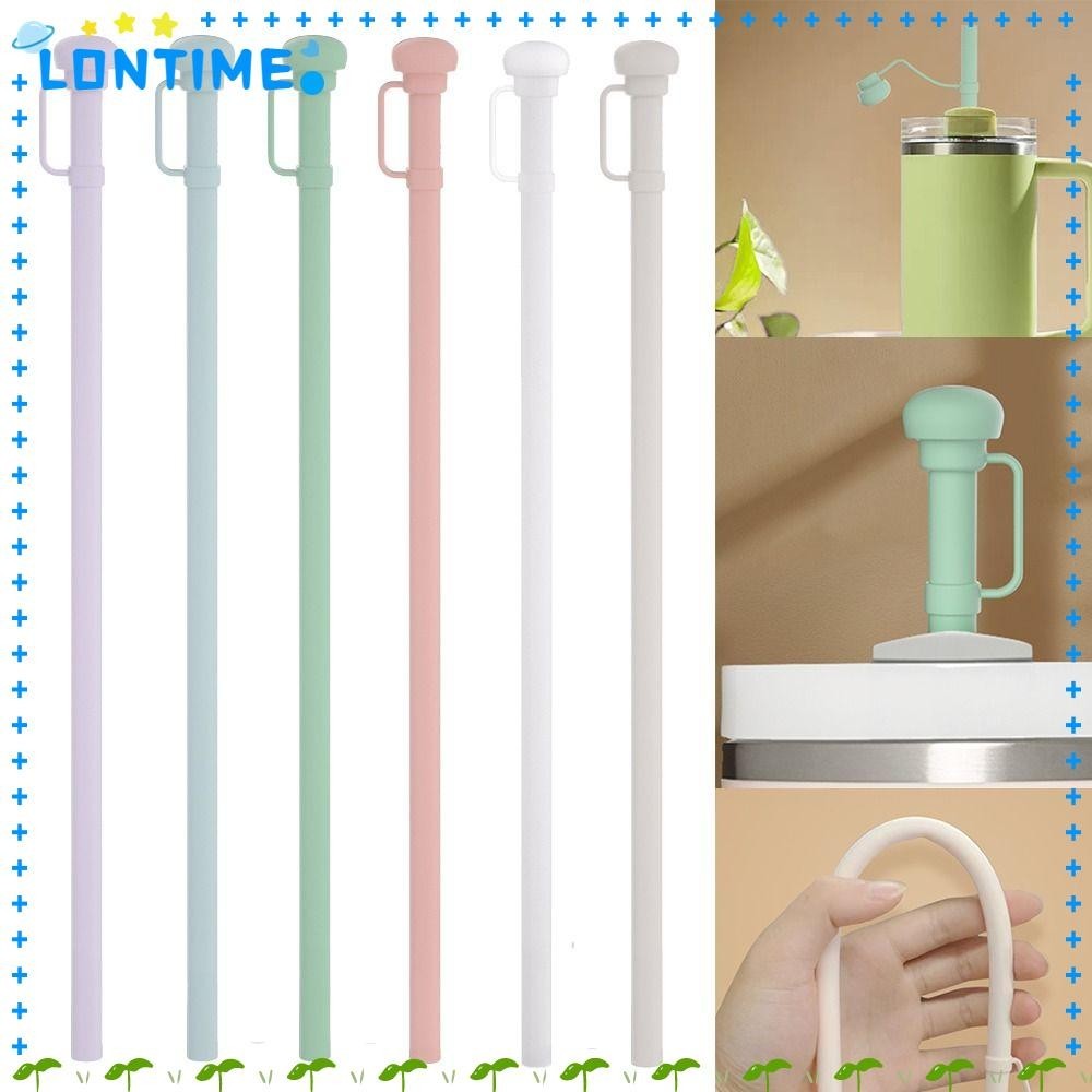 Lontime ฟางยาว, Reusable Party Supplies หลอดซิลิโคน, ขวดน้ําฟางขนาดใหญ่พร้อมฝาปิดฟางหลอดดื่มสําหรับ 40 ออนซ์ 30 ออนซ์ถ้วย Tumbler สําหรับห้องครัวและบาร์