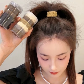 6ชิ้นชนิดบรรจุกล่องชุดผูกผมแฟชั่นเกาหลีที่เรียบง่ายยืดหยุ่นสูงหนายางรัดผมหางม้าสูงผูกผมอุปกรณ์
