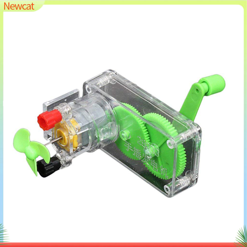 {Newcat} Diy Hand Crank DC Generator Model Fan Kit การทดลองวิทยาศาสตร์การศึกษาของเล่นเด็ก