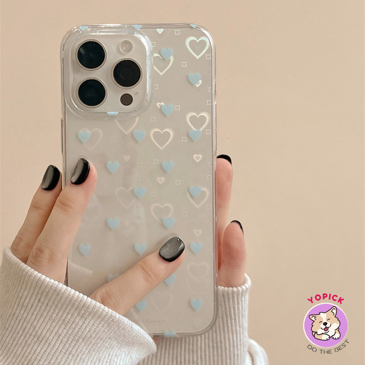เลเซอร์ Blue Love การ์ตูนเคสโทรศัพท์สําหรับ iPhone 14ProMax 11 12 13Mini 14 15Plus 11 Pro Max X XR XS Max 6 7 8 Plus SE2020 น่ารักฝาครอบโทรศัพท์ผู้หญิงซิลิโคนนุ่มกรณี AX