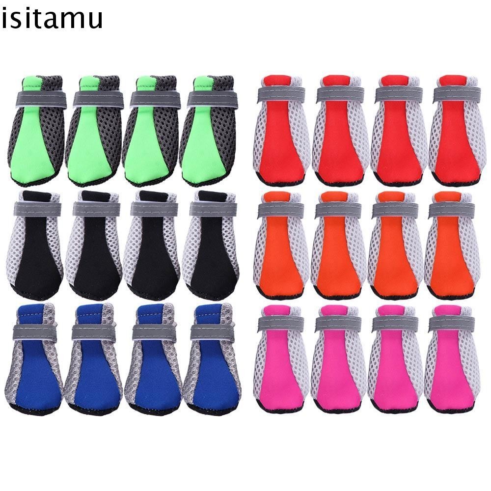 Isitaft รองเท้าสุนัข Anti-slip ปลอดภัยสําหรับสุนัขขนาดเล็กขนาดใหญ่ Paw Protectors Hot Pavement ตาข่ายสัตว์เลี้ยงรองเท้าฝน
