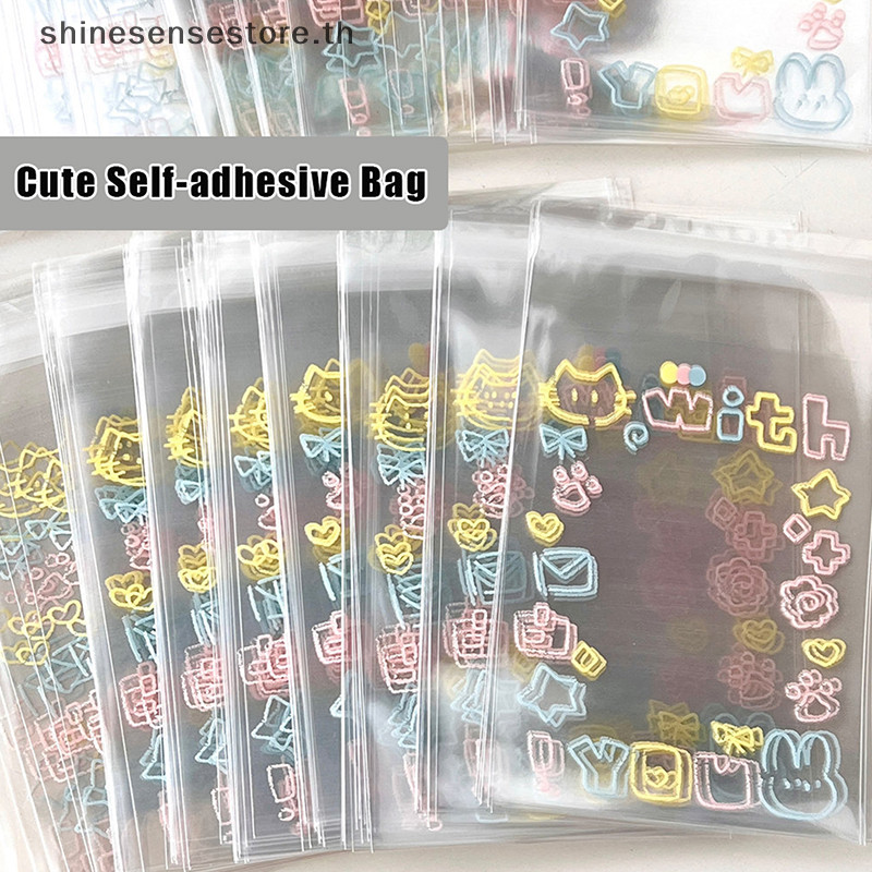 Shine 50 ชิ้นโปร่งใสน่ารัก Graffiti ลูกแมว Self-กาว Opp กระเป๋า Kpop Idol Photo การ์ดป้องกันกระเป๋า Photocard การ์ดแขน TH