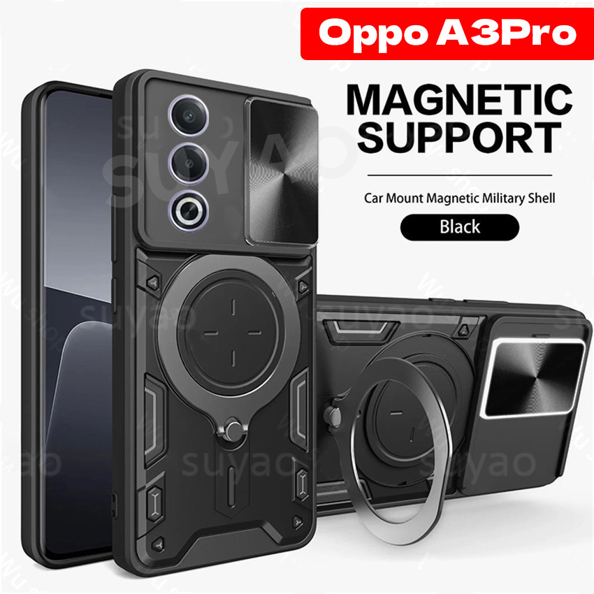 สําหรับoppo A3 Pro A3Pro 5G 2024 โทรศัพท์กรณีแหวนปลอกเกราะOppoA3Pro OppoA3 3 OppoAกล้องกันกระแทกกันชนรถวงเล็บสไลด์นุ่มTPUขอบฝาครอบเลนส์