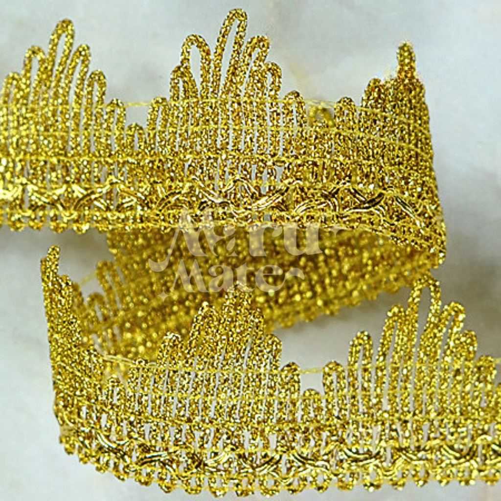 ดิ้น ดิ้นทอง No.008 (แพ็ก 14 หลา) ลูกไม้ ลูกไม้ กว้าง 40 มม. แต่งพานพุ่ม ตกแต่งเสื้อผ้า งานฝีมือ DIY - รูปที่ 4