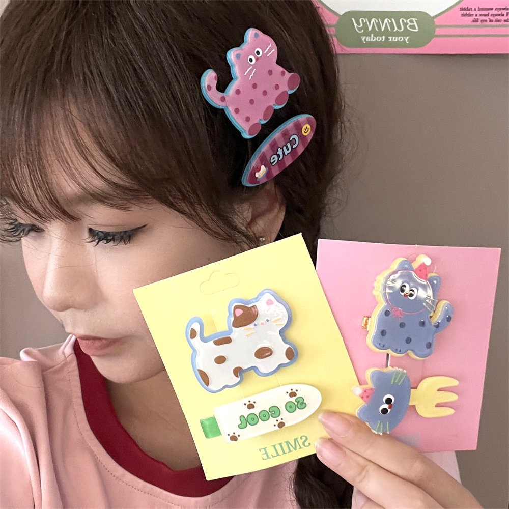 ใหม่การ์ตูนสัตว์กิ๊บชุดน่ารักหวานอะคริลิเรียบคลิปผม หลากสี ตลกแฟชั่นอุปกรณ์ผม