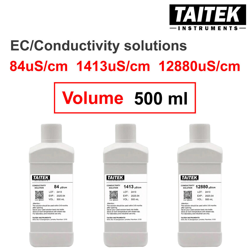 TAITEK Conductivity(EC) Solution 84 1413 12880 µS/cm Calibration Solutions for EC Meters (500 mL)