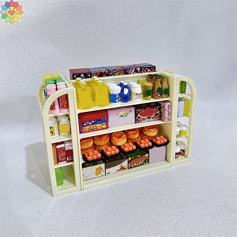 Gogo Doll House มินิจําลองซูเปอร์มาร์เก็ตชั้นวางเครื่องดื่มอาหารเล่นขนมเล่นของเล่นบ้านรุ่น TH