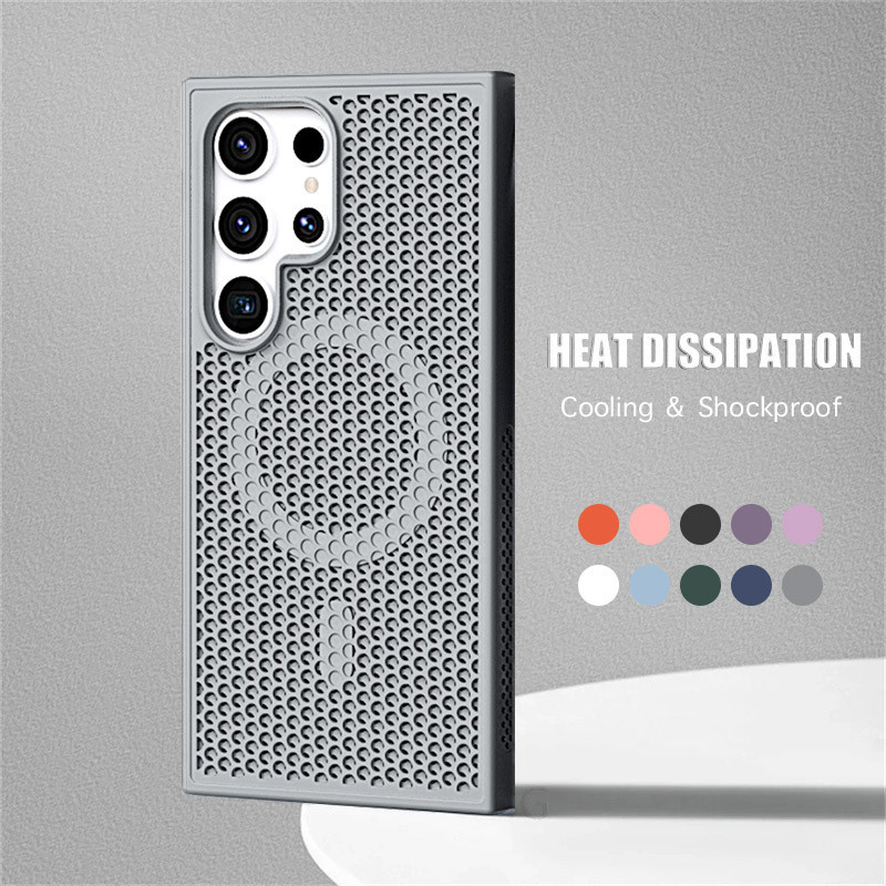 เคสสําหรับ Samsung S26 S25 Ultra S24 Plus S24 Ultra Luxury Matte การกระจายความร้อน Hole Cooling Magnetic Wireless Charge PC Hard Cover