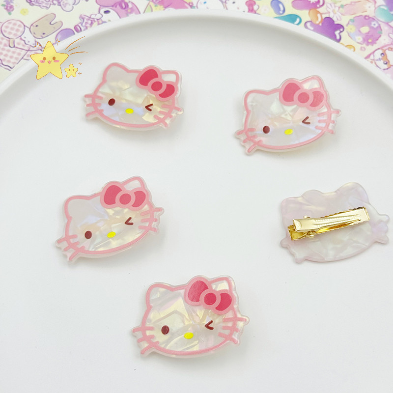 [JBTH] Sanrios KT กิ๊บติดผม Kawaii อะนิเมะฮาวายสีดํา HelloKitty อะคริลิค Hairpin น่ารักหวาน Headwear เครื่องประดับผมสําหรับสาว Y2k [JB]