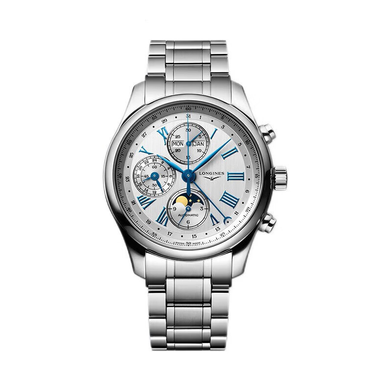 L LONGINES LONGINES Swiss Watch Master Series Moon Photograph Mechanical Steel Band Mens Watch L2673