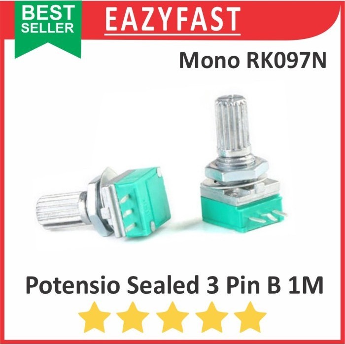 HIJAU ปิดผนึก Potentiometer B1M 1M B 1M โอห์ม 3P 3 ขา Mono ขา Potentiometer ปริมาณเสียงสีเขียว Linea