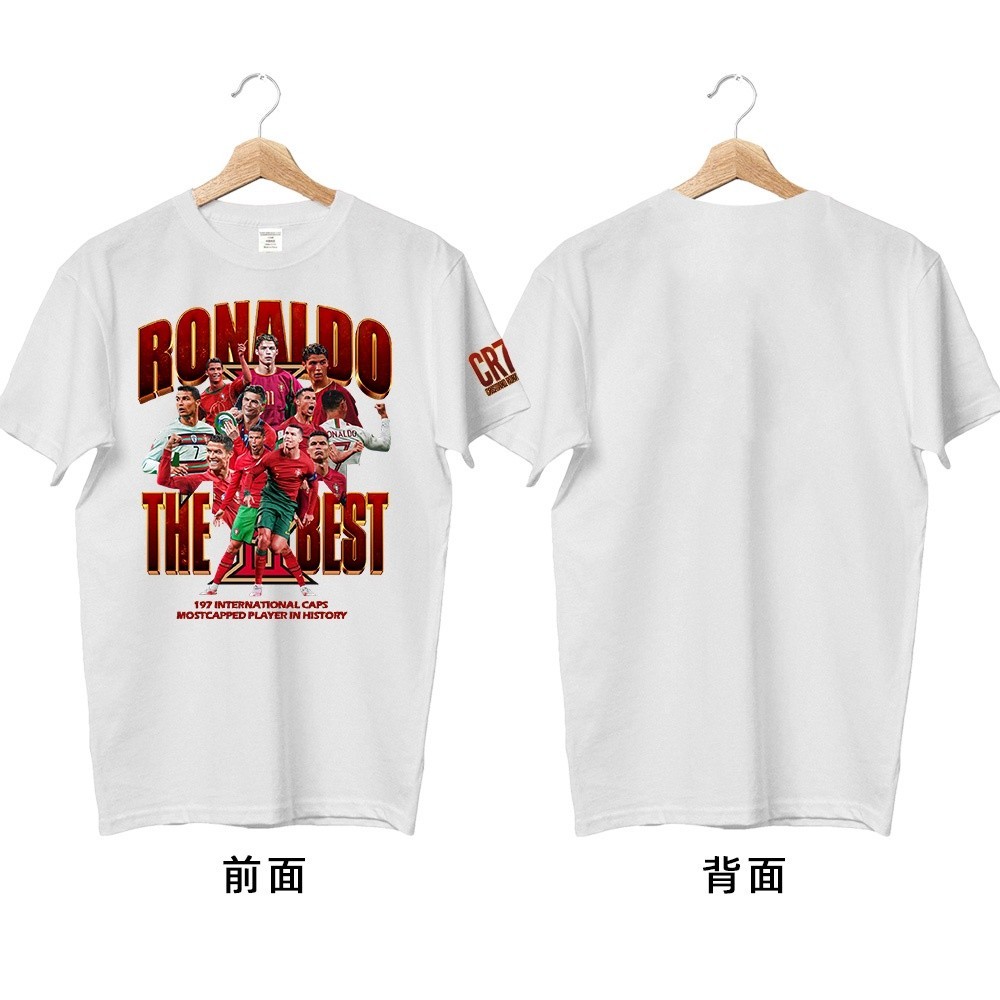 Cristiano Ronaldo ริยาดชัยชนะทีม CR7 การ์ตูนรุ่น SIU แขนสั้นชายและหญิงเสื้อยืดผ้าฝ้ายร้อยเปอร์เซ็นต์