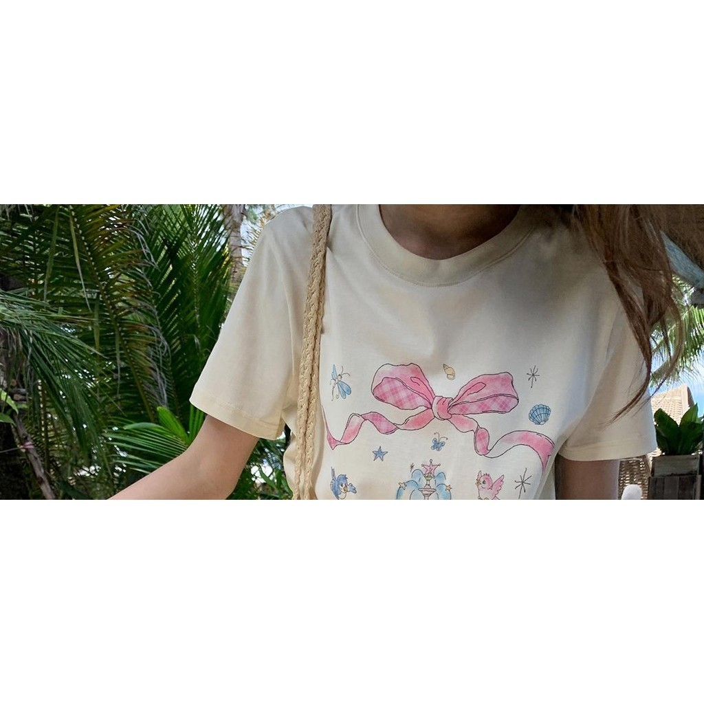 เกาหลี เสื้อแบบดารา เสื้อยืดแขนสั้น CMDXY1035 ผู้ชาย ผู้หญิง ลายทาง ตัวอักษร หลวม ลายสกรีน ฤดูร้อน ฤดูใบไม้ผลิ ราคา ถูกที่สุด ดีลบีเคเค แกลเลอรีภาพที่ 8