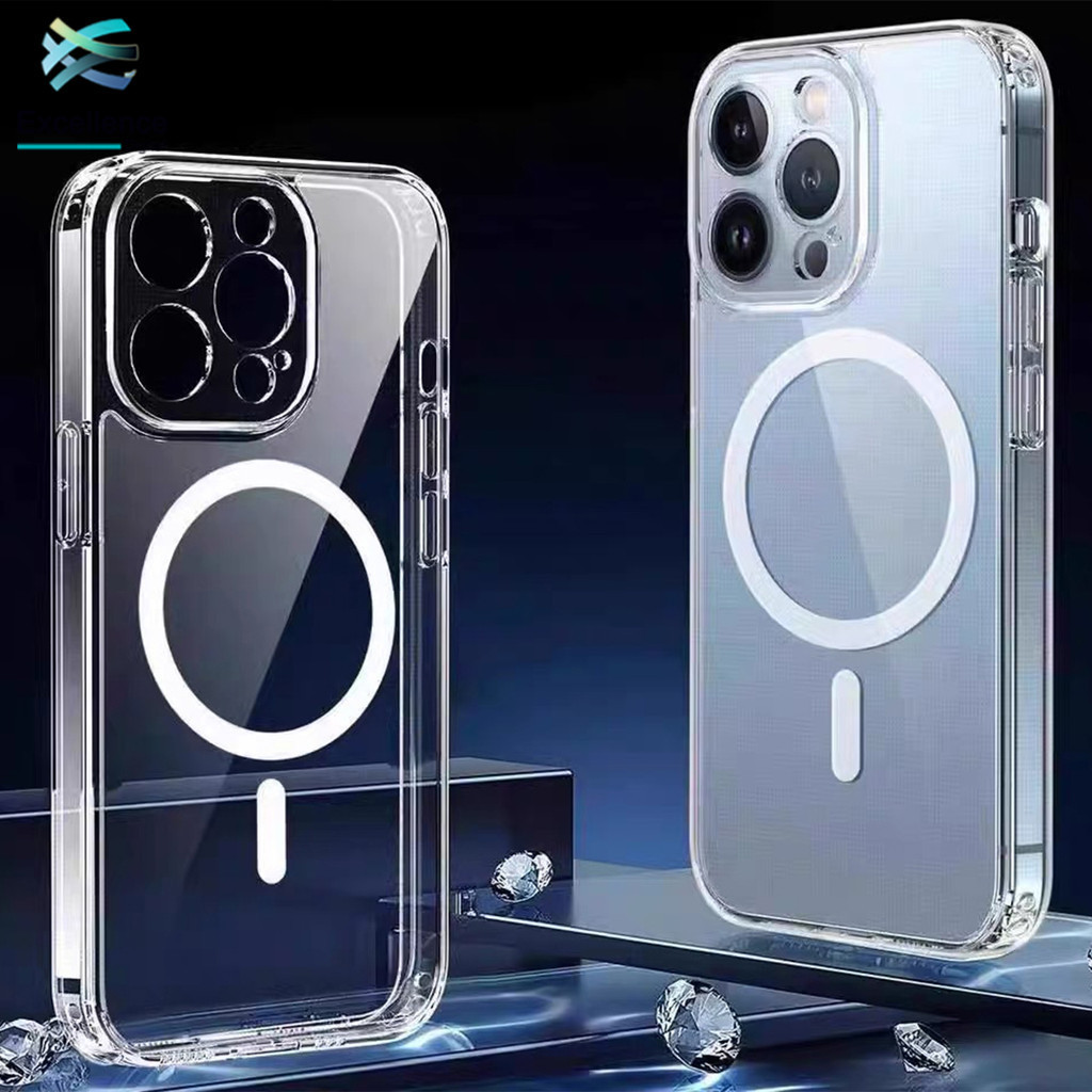 Magnetic Case แบบใส วัสดุอะคริลิก เคสใสกันกระเเทก ใช้สำหรับ iP15Pro Max/14Pro Max/13Pro Max/12Pro Max/11Pro Max Plus