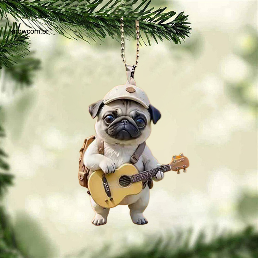 Kn การ์ตูน Pug จี้ลูกสุนัขแขวนตกแต่งน่ารัก Pug Puppy อะคริลิคแขวนตกแต่งสําหรับต้นคริสต์มาสและรถการ์ตูนสัตว์จี้สําหรับตกแต่งบ้านในร่ม