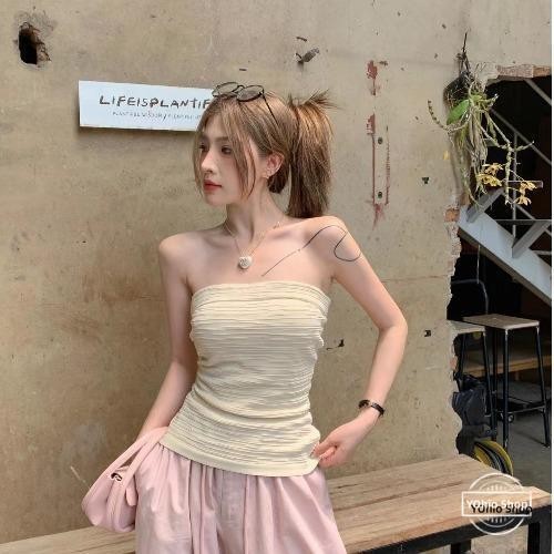 เสื้อกั๊กเกาะอกแขนกุดจีบฤดูร้อนสําหรับผู้หญิง
