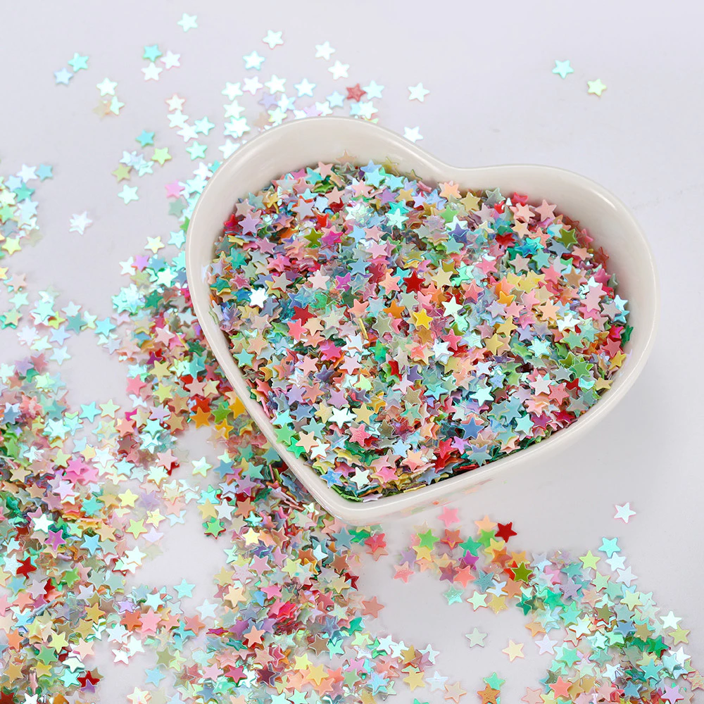 St. kunkka 3.5 มม.ดาวห้าแฉก AB เลื่อมที่มีสีสัน Macaron Magic สี Glitter ครีมกาวทําด้วยมือ DIY วัสดุแต่งเล็บอีพ็อกซี่ตกแต่ง