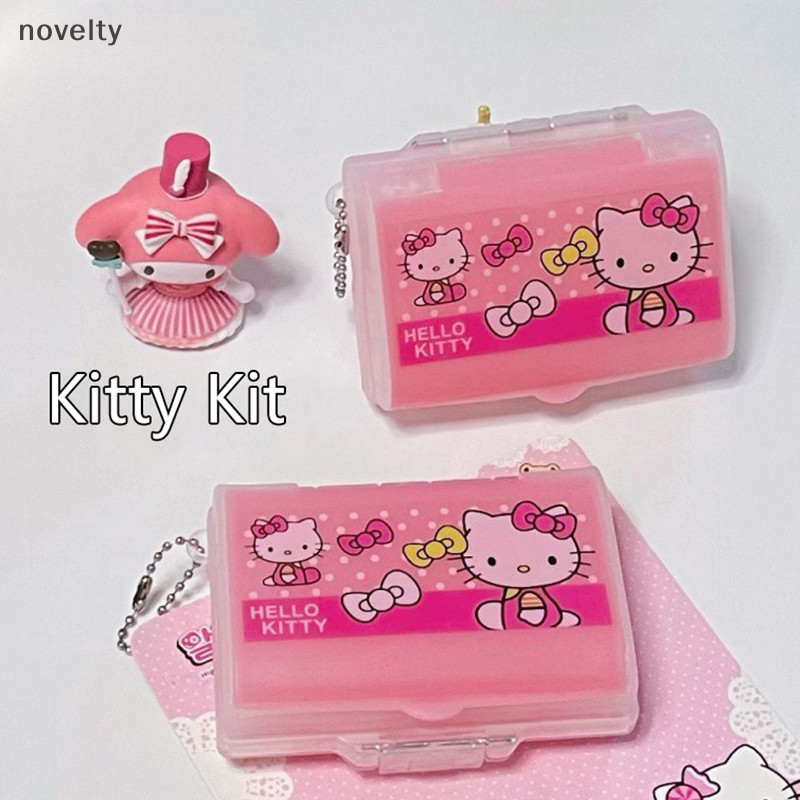 Nly Sanrio Hello Kitty Kawaii กล่องยาแบบพกพา 2 ชั้นกล่องเก็บของขวัญ Drug Dispenser เก็บยาคอนเทนเนอร์ N