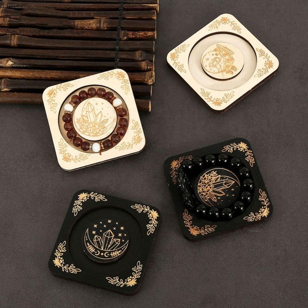 Augustina DIY ฐานแสดงเครื่องประดับ, ไม้นํากลับมาใช้ใหม่คริสตัลหินฐาน, เคาน์เตอร์แสดงฐานเลเซอร์ตัดทําด้วยมือแกะสลักสร้อยข้อมือไม้ถาด