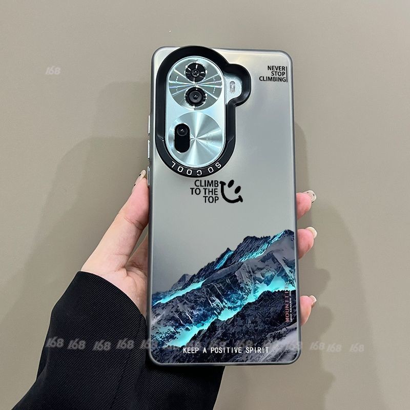 เคส OPPO Reno 11 12 5G เคส OPPO Reno 11 12 Pro 5G เคสอินเทรนด์แบรนด์กันกระแทกเคลือบฮาร์ดโทรศัพท์ปกปกโทรศัพท์ภูเขาหิมะออโรร่า