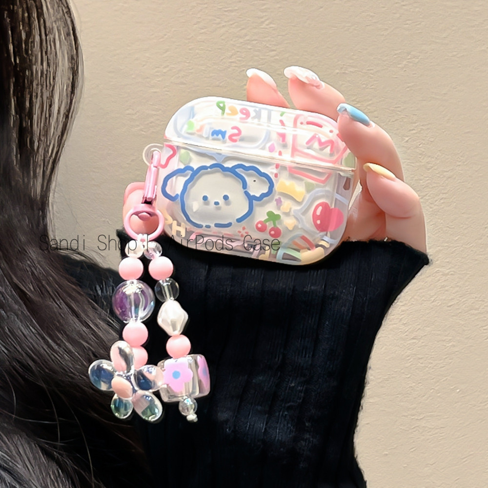 น่ารักการ์ตูน Graffiti สุนัข AirPods สําหรับ AirPods 4 1/2/3/Pro Pro2 กรณี AirPods 4 กรณี AirPods 3 TPU นุ่ม Apple ไร้สายบลูทูธชุดหูฟัง Anti drop AirPods 2Gen กรณีจี้