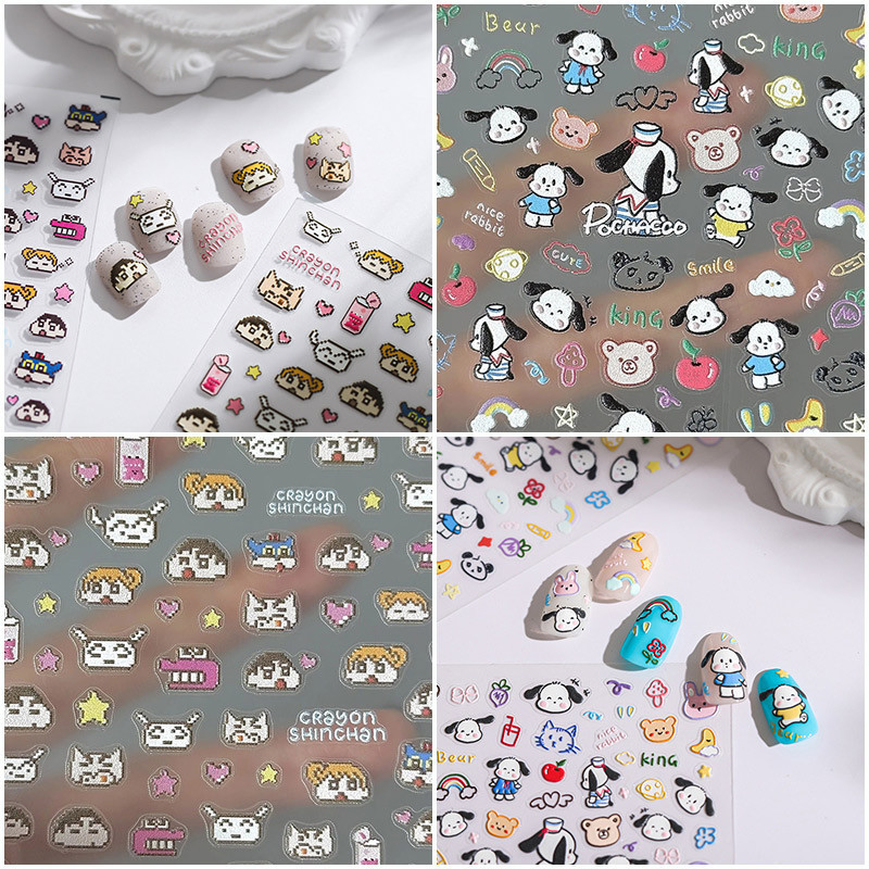 สติ๊กเกอร์ติดเล็บลายการ์ตูน Ins Finger DIY Accessories แผ่นแปะเล็บเครยอนชินจัง