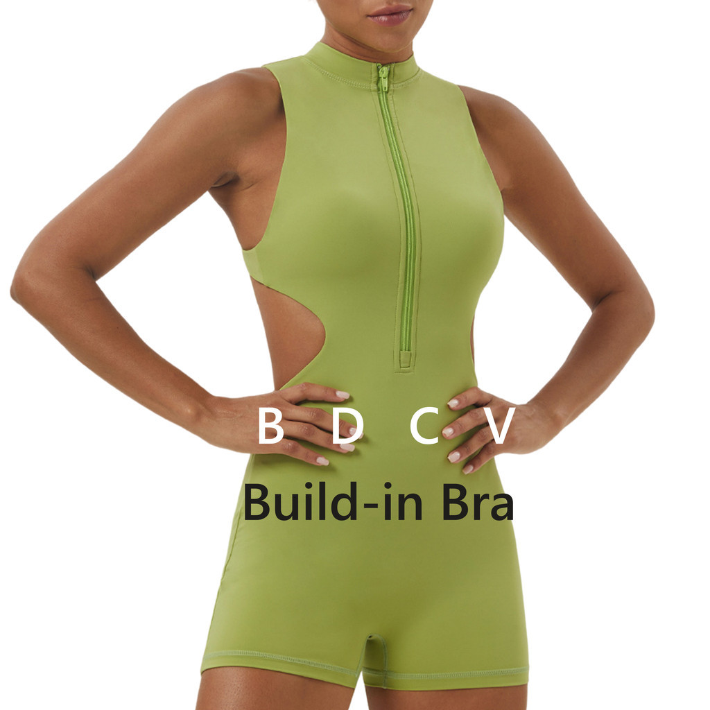 Bdcv ซิป Active โยคะบอดี้สูทผู้หญิง Backless One Piece Jumpsuit OOTD U-Shaped Pilate ออกกําลังกาย Onesie