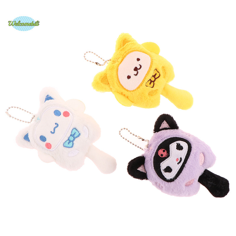 [Welcomebili] Sanrio Plush Toy การ์ตูน HelloKitty Melody Kuromi จี้ตุ๊กตายัดไส้นุ่มพวงกุญแจกระเป๋าเป้สะพายหลังกระเป๋ารถ Key Ring Decor ของขวัญสําหรับเด็กใหม่