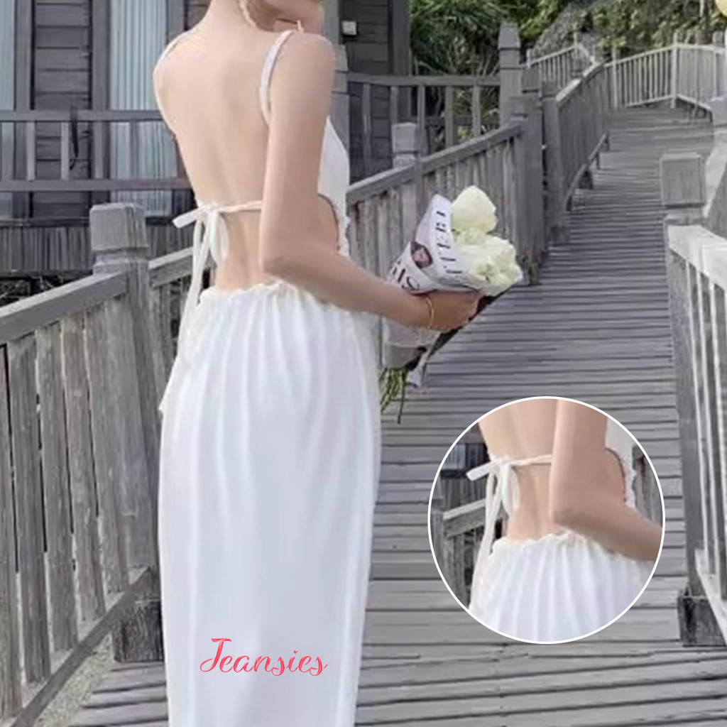 ชุดเดรสรัดรูป สายเดี่ยว กระชับสัดส่วน เปิดหลัง ดูเรียบหรู