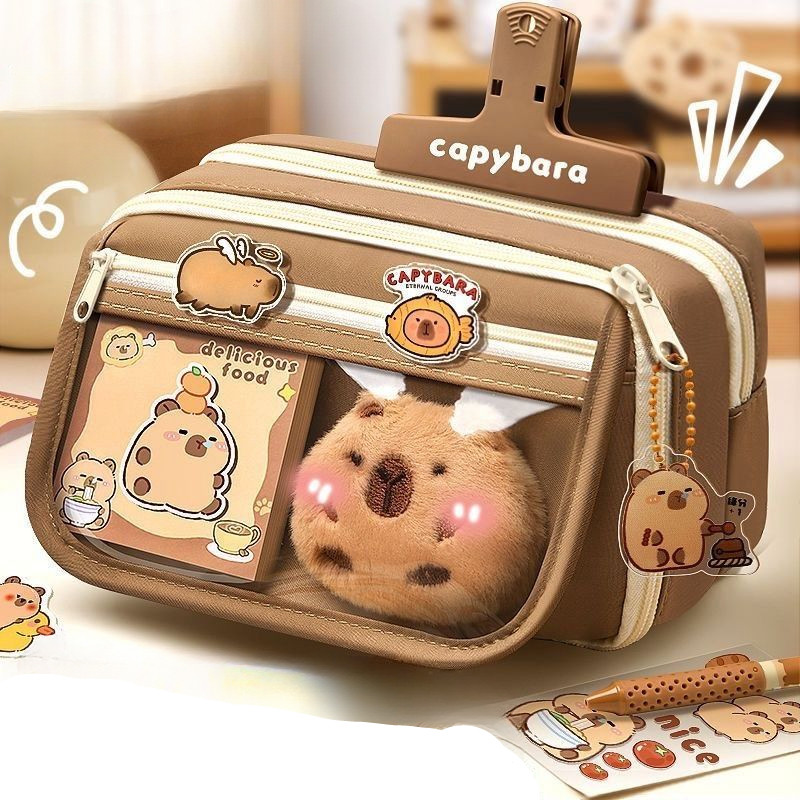 กระเป๋าใส่ปากกา Capybara ความจุขนาดใหญ่ อเนกประสงค์ ดูดี ใส่เครื่องเขียนได้เยอะ ลายการ์ตูน Capibala สุดน่ารัก