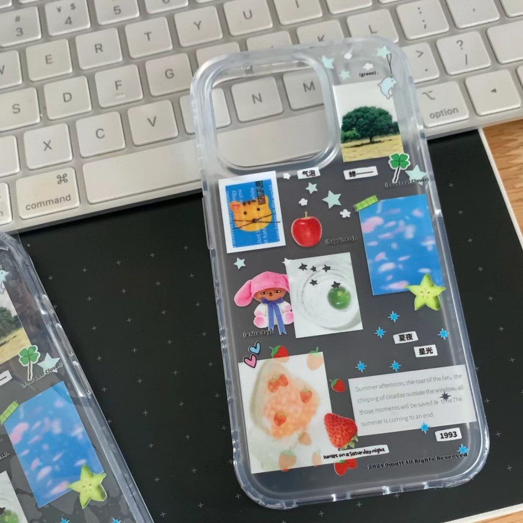 Creative Sky Stars เหมาะสําหรับ Apple 15/14/13pro เคสโทรศัพท์ 12/11 กันกระแทก xr/xs ขอบตรง 7/8p เคสโทรศัพท์หลุมขนาดใหญ่