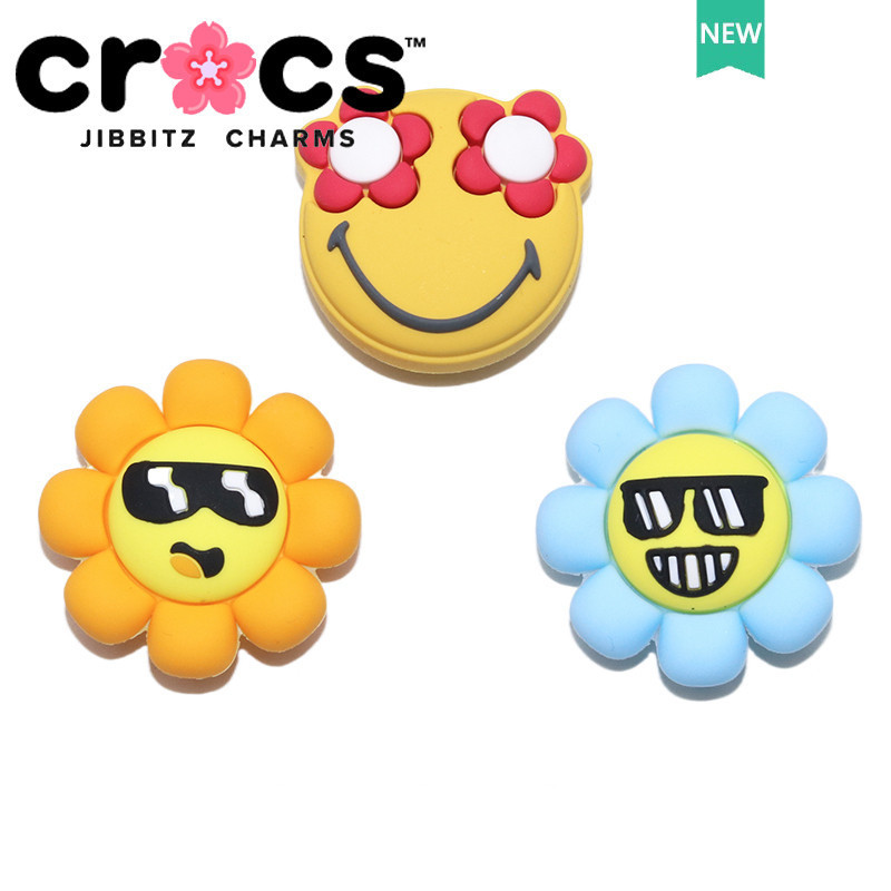 Jibbitz Crocs Charms หัวเข็มขัดรองเท้า PVC น่ารักดอกทานตะวันการ์ตูนตกแต่งหัวเข็มขัดอุปกรณ์เสริมรองเท้า