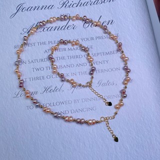 อารมณ์ผู้หญิงน้ําจืดสีสร้อยคอมุกสร้อยข้อมือชุดทอเครื่องประดั…