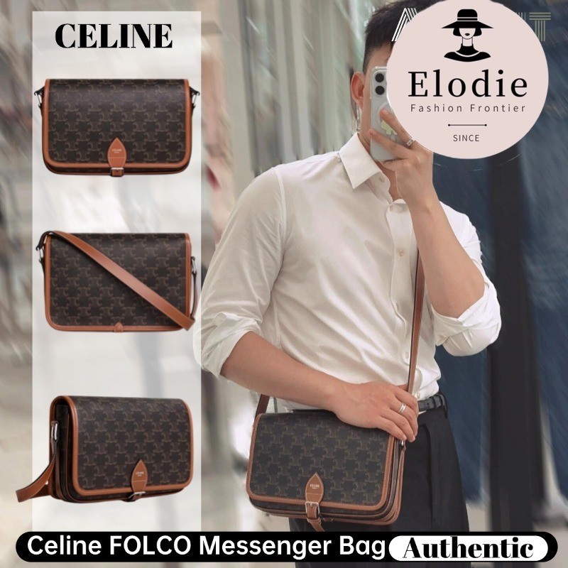 (2024) Celine FOLCO Messenger Bag กระเป๋าสะพายผู้ชาย