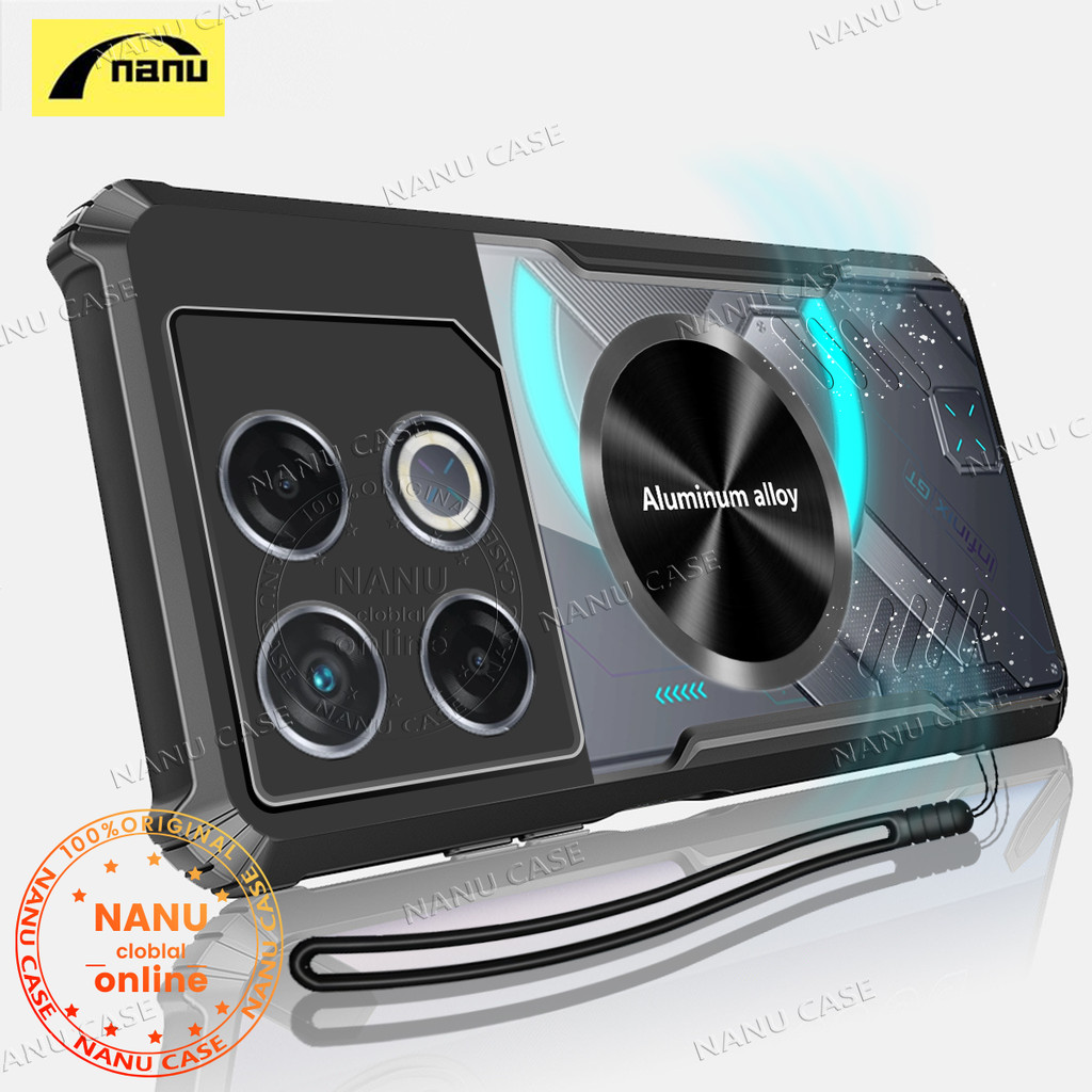 Nanu [Knight] สําหรับ Infinix GT20 Pro 5G Gamer เคสโทรศัพท์ Graphene กระจายความร้อนฝาครอบดูดแม่เหล็ก + ซิลิโคนเชือกเส้นเล็ก Breathable ปลอกโปร่งใสกันกระแทกเกราะป้องกัน
