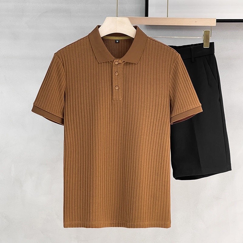 8สีแฟชั่นสีส้มลำลองกอล์ฟโปโลเสื้อยืดผู้ชายเวอร์ชั่นเกาหลีระบายอากาศปกเสื้อยืดผู้ชายคอปก