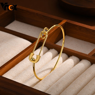 Vnox Pin Design เปิดกําไลข้อมือผู้หญิงสาว,18K Gold Simple Sa…