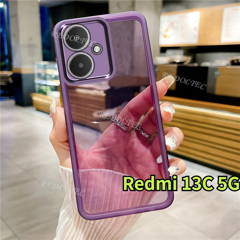 เคส Redmi 13C 5G 2024 ใหม่สีบริสุทธิ์บางปลอกใส Xiaomi Redmi 13C Redmi13C 13 C 5G กันกระแทกฝาครอบโทรศัพท์ใสนุ่มพร้อมตัวป้องกันกล้องเลนส์เต็ม