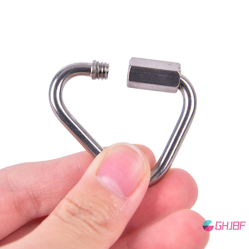 Ghjbf] Triangle Carabiner สแตนเลสสตีลพวงกุญแจ Snap Clip Hook Buckle Screw Lock ศเดิมนนคอเต่า