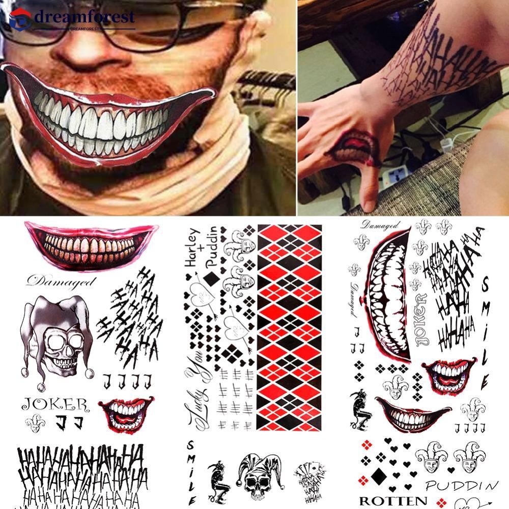 Dreamforest 1Sheet ฮาโลวีน Batman คอสเพลย์ Squad Joker ประเภทชั่วคราว Tattoo สติกเกอร์ Body Art ชุด E6H8
