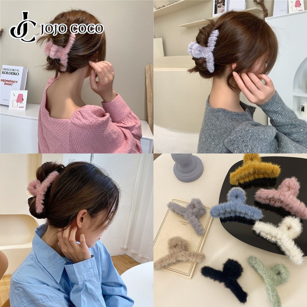 Jojo COCO ฤดูใบไม้ร่วงฤดูหนาว Plush Simple Gripper อเนกประสงค์สไตล์เกาหลีผู้หญิงอุปกรณ์เสริมผมน่ารักอารมณ์