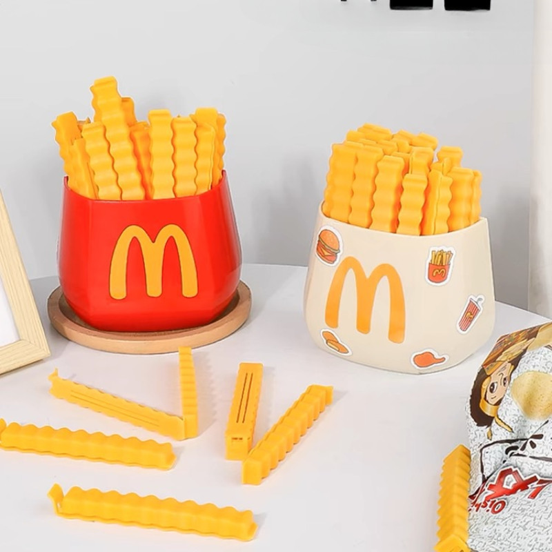 12 ชิ้น/เซ็ตอาหารซีลคลิป French Fries Shape ครัวในครัวเรือน Moisture-proof คลิปปิดผนึกถุงขนม
