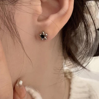 มินิน่ารักส925ต่างหูดอกไม้ชุบเงินหูกระดุมเจาะเครื่องประดับอุปกรณ์เสริม